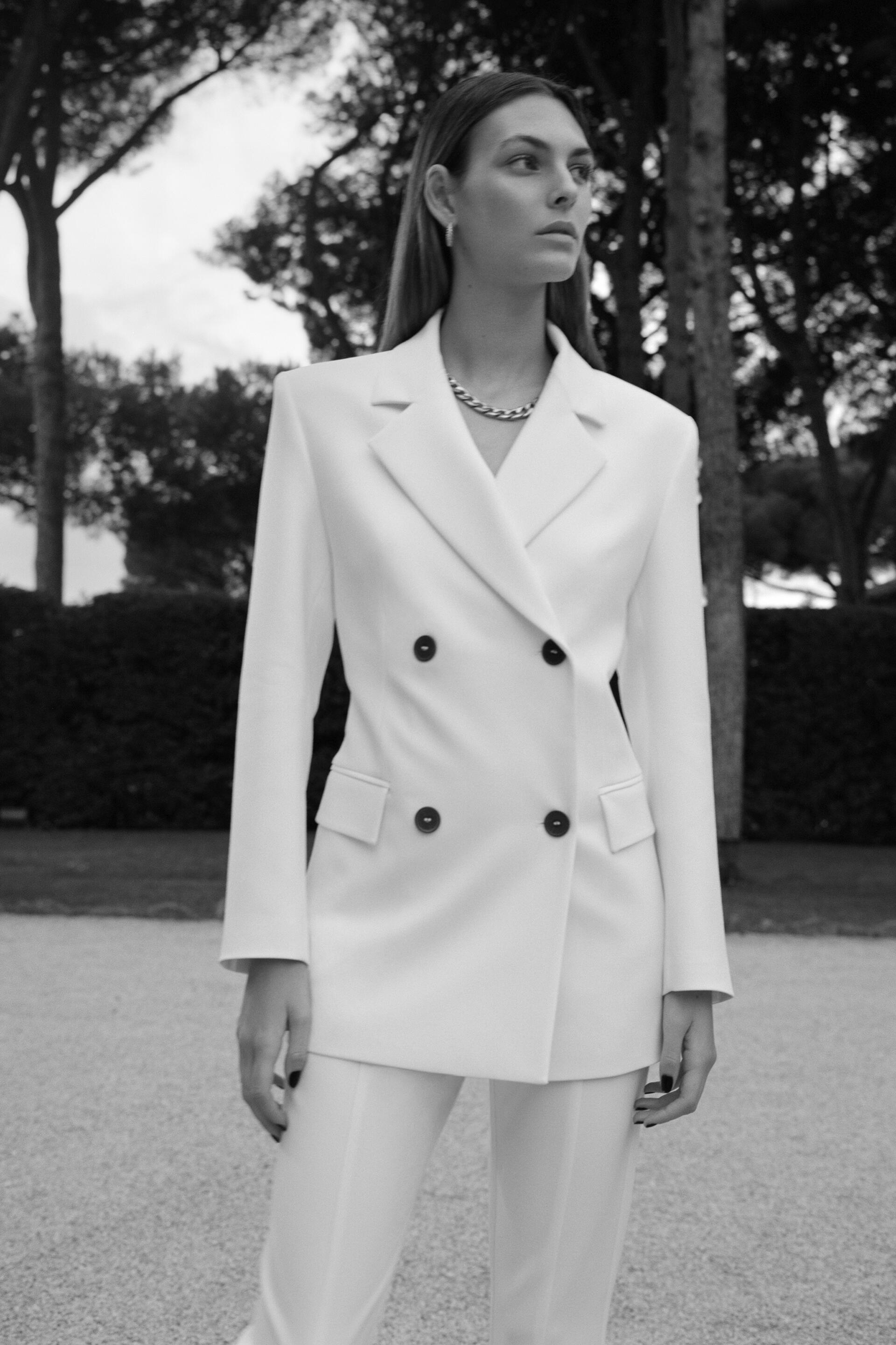 Zara white double breasted blazer top